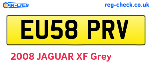EU58PRV are the vehicle registration plates.