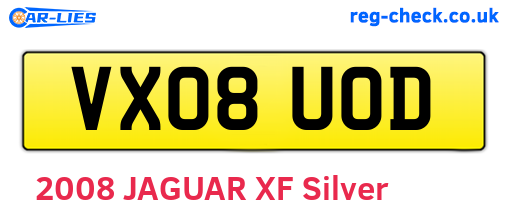 VX08UOD are the vehicle registration plates.