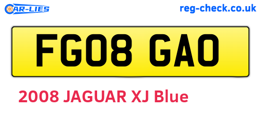 FG08GAO are the vehicle registration plates.