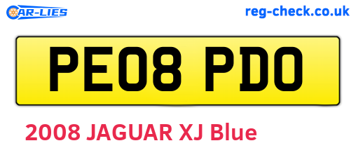 PE08PDO are the vehicle registration plates.