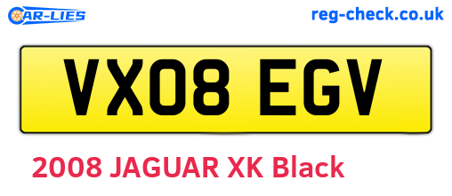 VX08EGV are the vehicle registration plates.