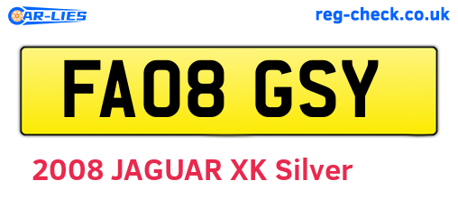 FA08GSY are the vehicle registration plates.
