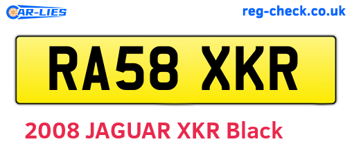 RA58XKR are the vehicle registration plates.