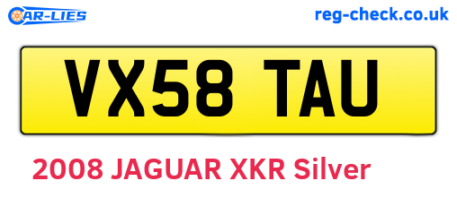 VX58TAU are the vehicle registration plates.