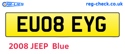 EU08EYG are the vehicle registration plates.