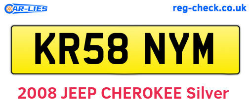 KR58NYM are the vehicle registration plates.