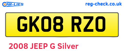 GK08RZO are the vehicle registration plates.