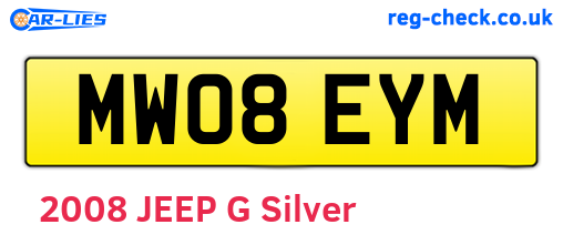 MW08EYM are the vehicle registration plates.