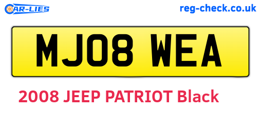 MJ08WEA are the vehicle registration plates.