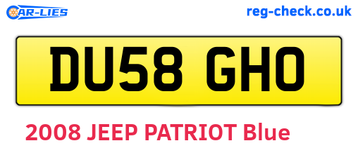 DU58GHO are the vehicle registration plates.