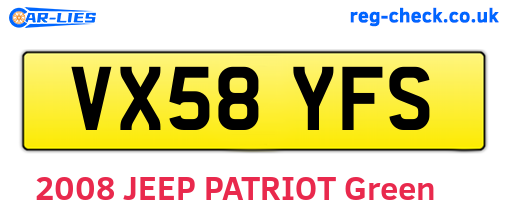 VX58YFS are the vehicle registration plates.