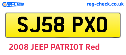 SJ58PXO are the vehicle registration plates.