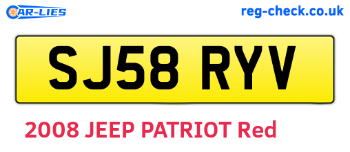 SJ58RYV are the vehicle registration plates.