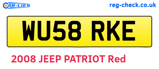 WU58RKE are the vehicle registration plates.