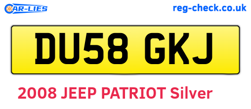 DU58GKJ are the vehicle registration plates.