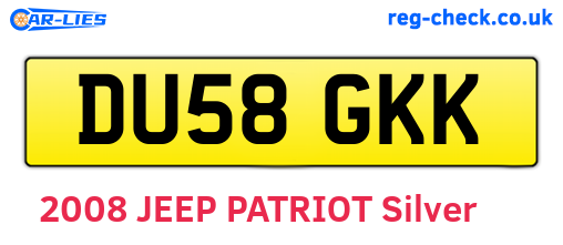 DU58GKK are the vehicle registration plates.