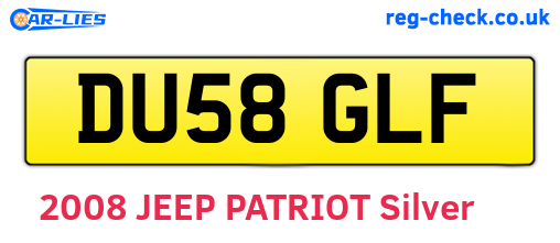 DU58GLF are the vehicle registration plates.