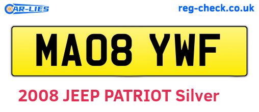 MA08YWF are the vehicle registration plates.
