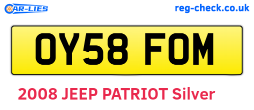 OY58FOM are the vehicle registration plates.