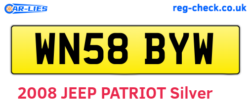 WN58BYW are the vehicle registration plates.
