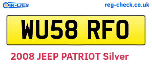 WU58RFO are the vehicle registration plates.