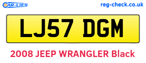 LJ57DGM are the vehicle registration plates.