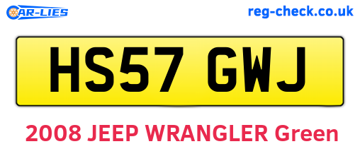 HS57GWJ are the vehicle registration plates.