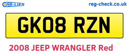 GK08RZN are the vehicle registration plates.