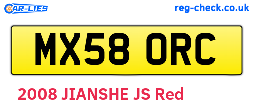 MX58ORC are the vehicle registration plates.