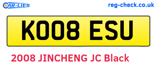 KO08ESU are the vehicle registration plates.