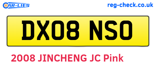 DX08NSO are the vehicle registration plates.
