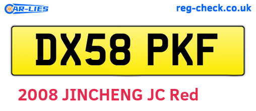 DX58PKF are the vehicle registration plates.