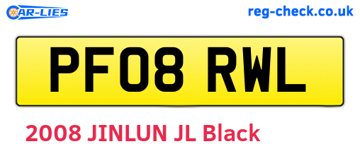 PF08RWL are the vehicle registration plates.