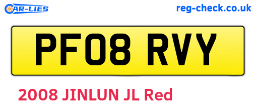 PF08RVY are the vehicle registration plates.