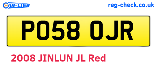 PO58OJR are the vehicle registration plates.