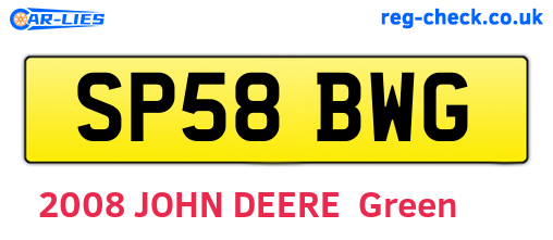 SP58BWG are the vehicle registration plates.