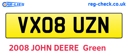 VX08UZN are the vehicle registration plates.