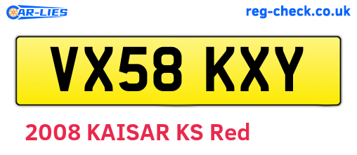 VX58KXY are the vehicle registration plates.