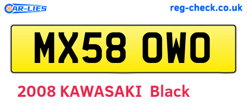 MX58OWO are the vehicle registration plates.