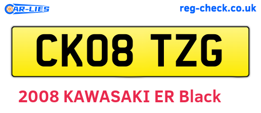 CK08TZG are the vehicle registration plates.
