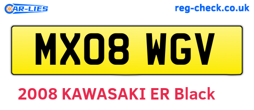 MX08WGV are the vehicle registration plates.