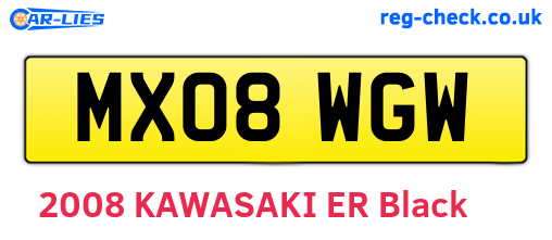 MX08WGW are the vehicle registration plates.