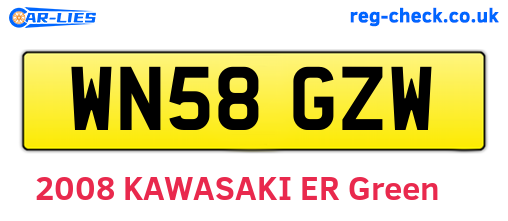 WN58GZW are the vehicle registration plates.