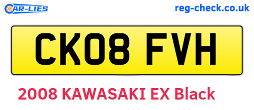 CK08FVH are the vehicle registration plates.