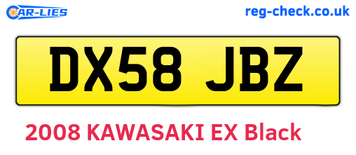 DX58JBZ are the vehicle registration plates.