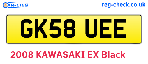 GK58UEE are the vehicle registration plates.