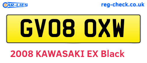 GV08OXW are the vehicle registration plates.