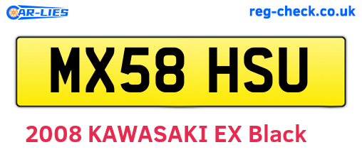 MX58HSU are the vehicle registration plates.