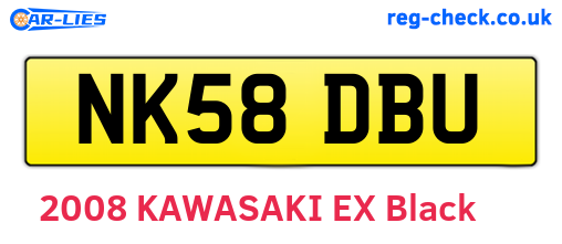 NK58DBU are the vehicle registration plates.