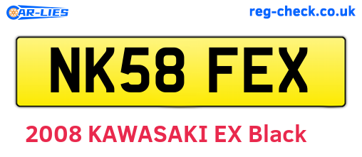 NK58FEX are the vehicle registration plates.